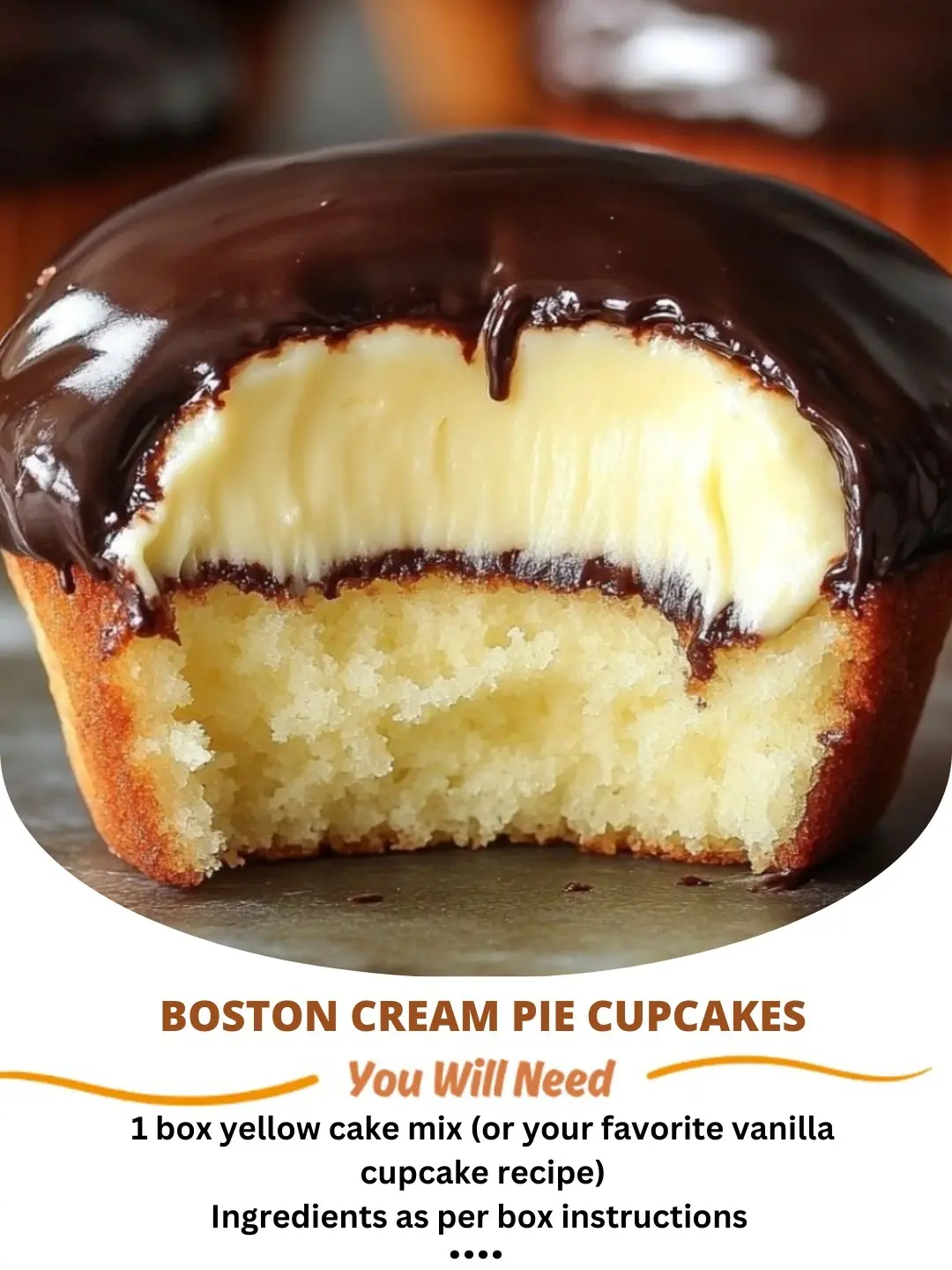 Boston Cream Pie Cupcakes Recipe ๐ง๐ซ๐ฐ