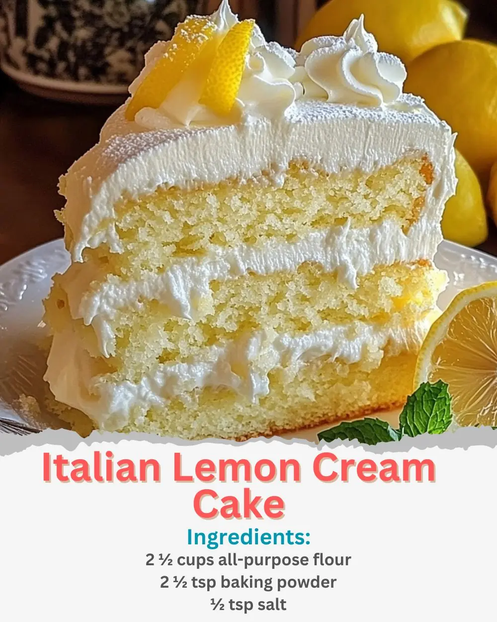 Italian Lemon Cream Cake Recipe