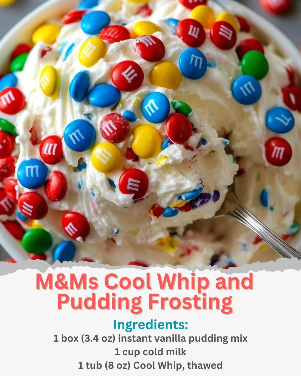 M&Ms Cool Whip and Pudding Frosting Recipe