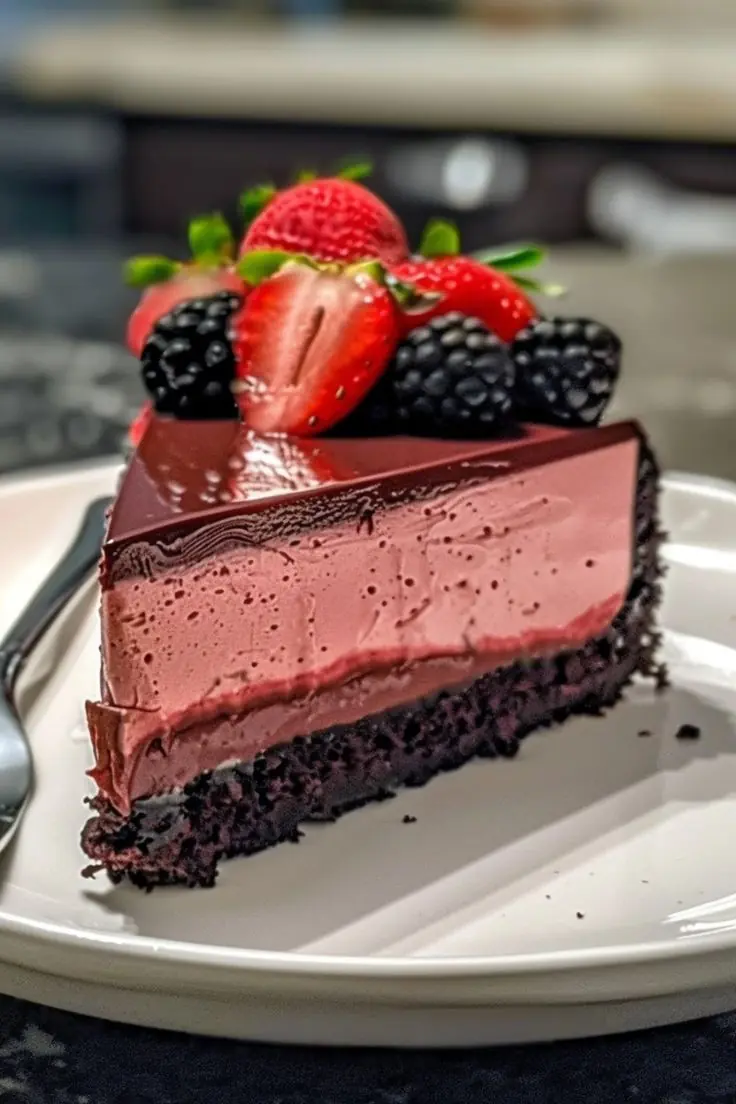 Chocolate Dipped Strawberry Mousse Cake