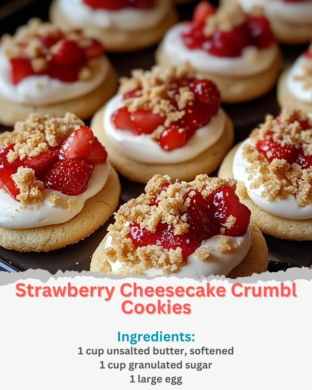 Strawberry Cheesecake Crumbl Cookies Recipe