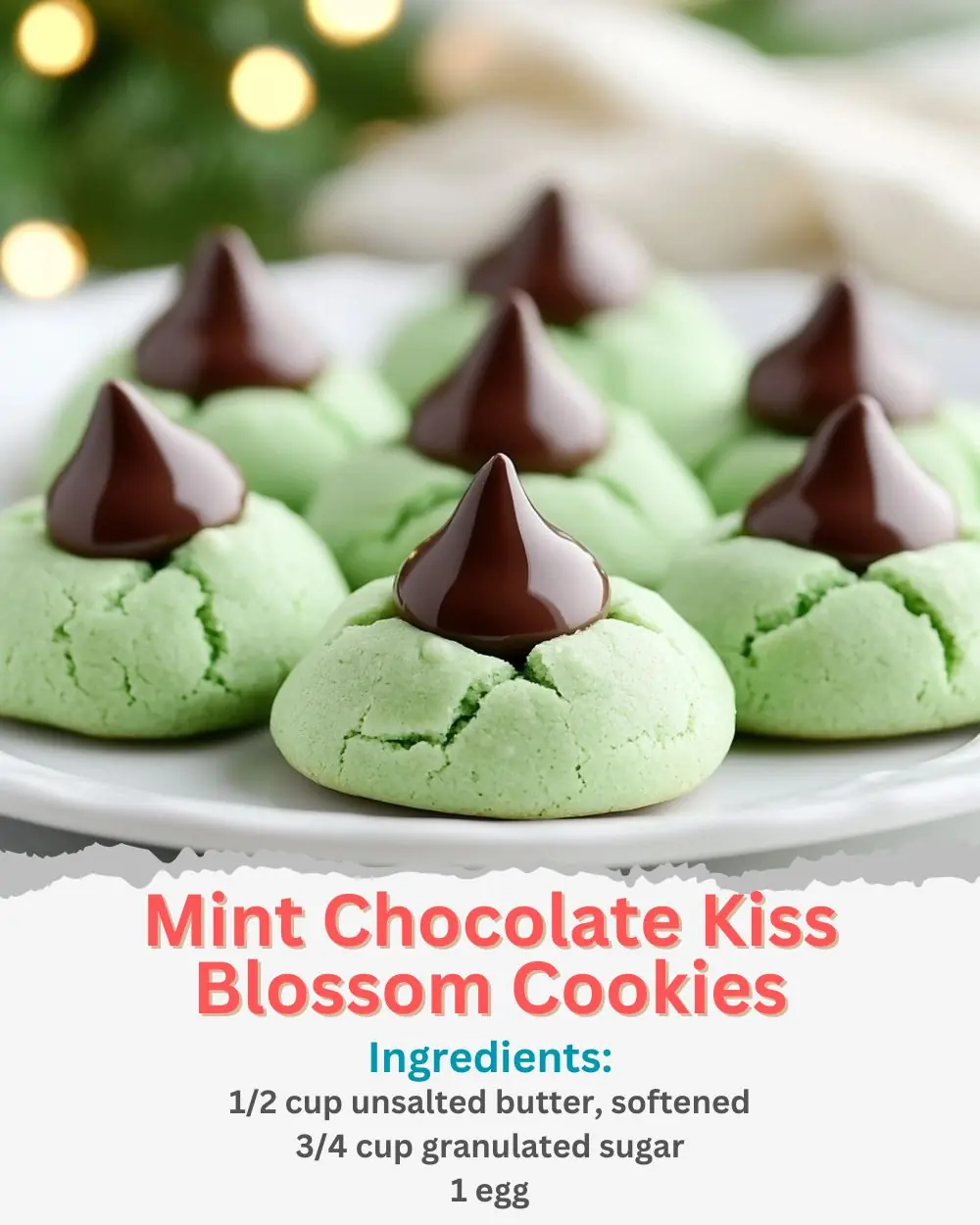 Mint Chocolate Kiss Blossom Cookies Recipe