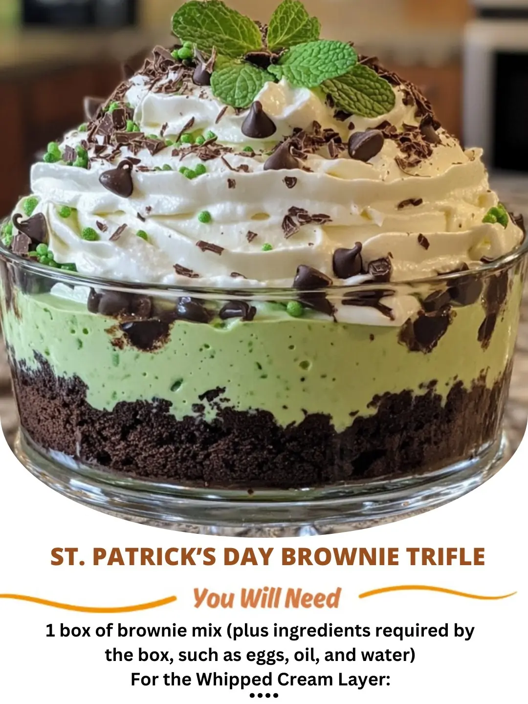 St. Patrickโs Day Brownie Trifle