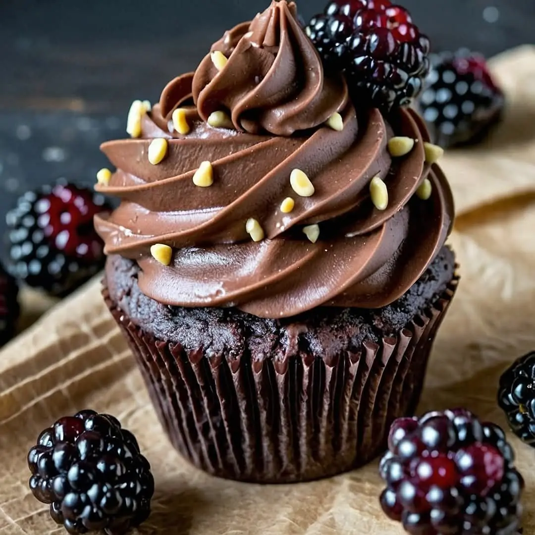 Dark Chocolate Blackberry Cupcakes