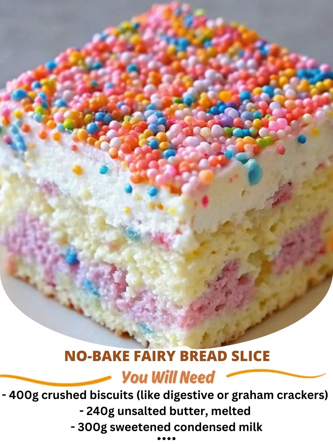 No-Bake Fairy Bread Slice