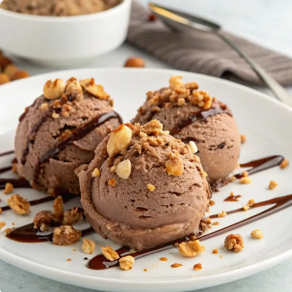 Homemade Chocolate Ice Cream with Nuts & Fudge Drizzle ๐ซ๐ฐ