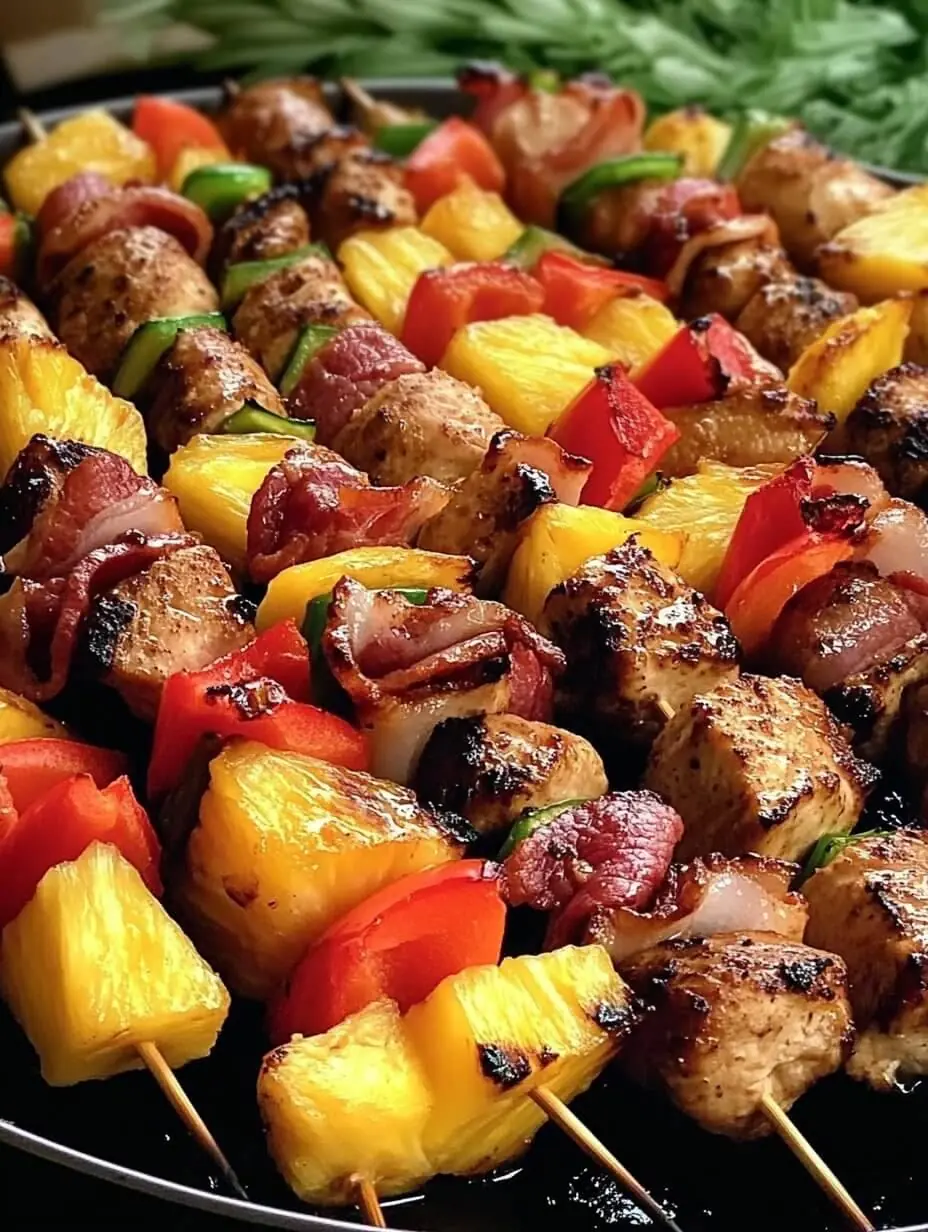 Chicken, Bacon, Pineapple Kebabs