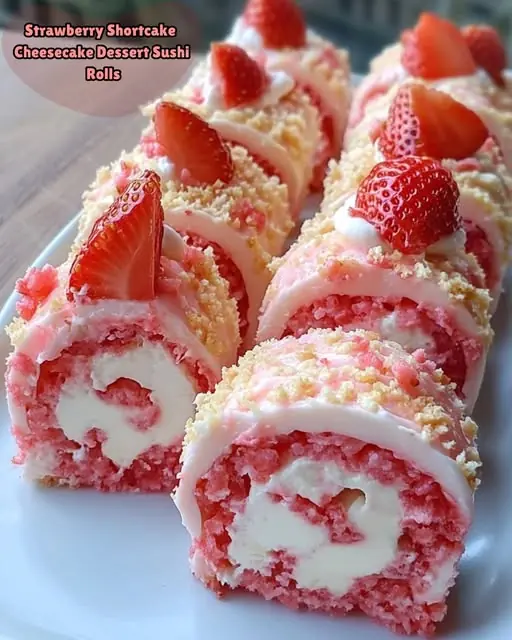 This Strawberry Shortcake Cheesecake Roll