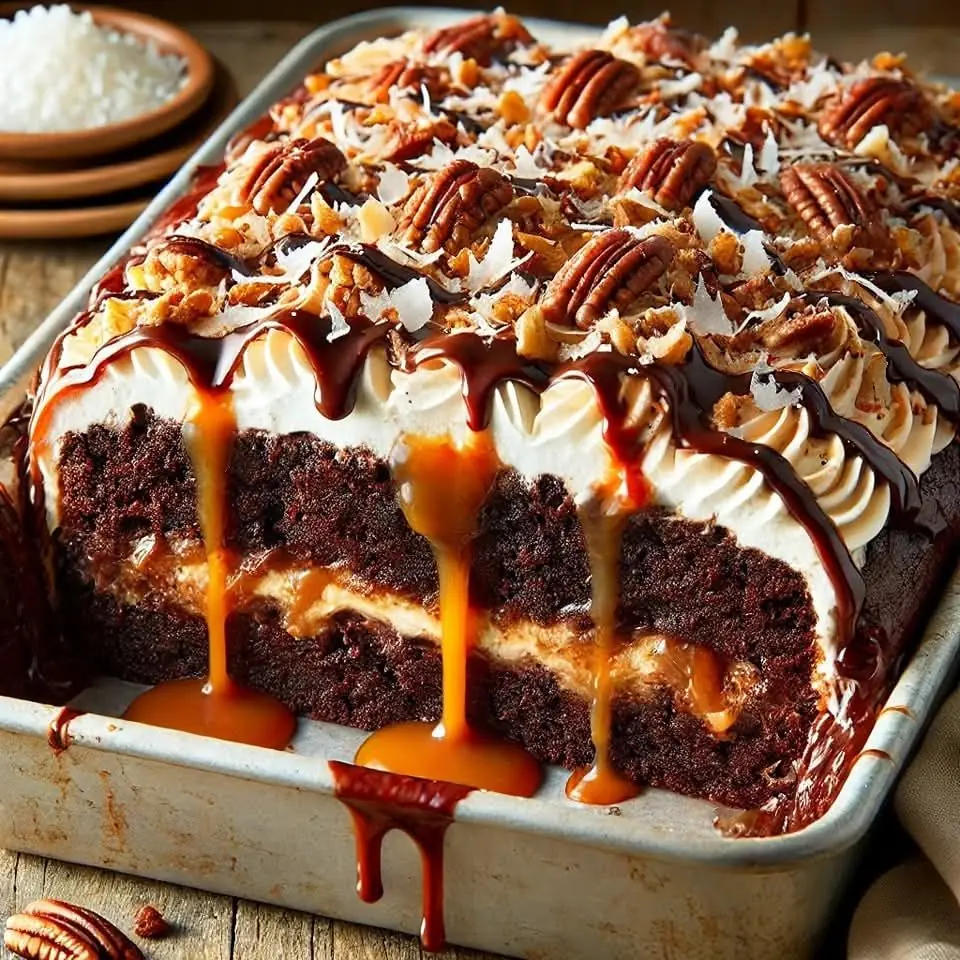 German Chocolate Poke Cake Recipe ๐ซ๐