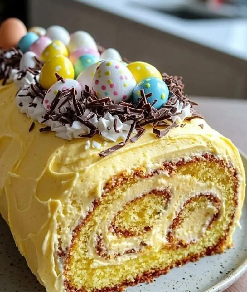 Lemon Easter Swiss Roll Cake